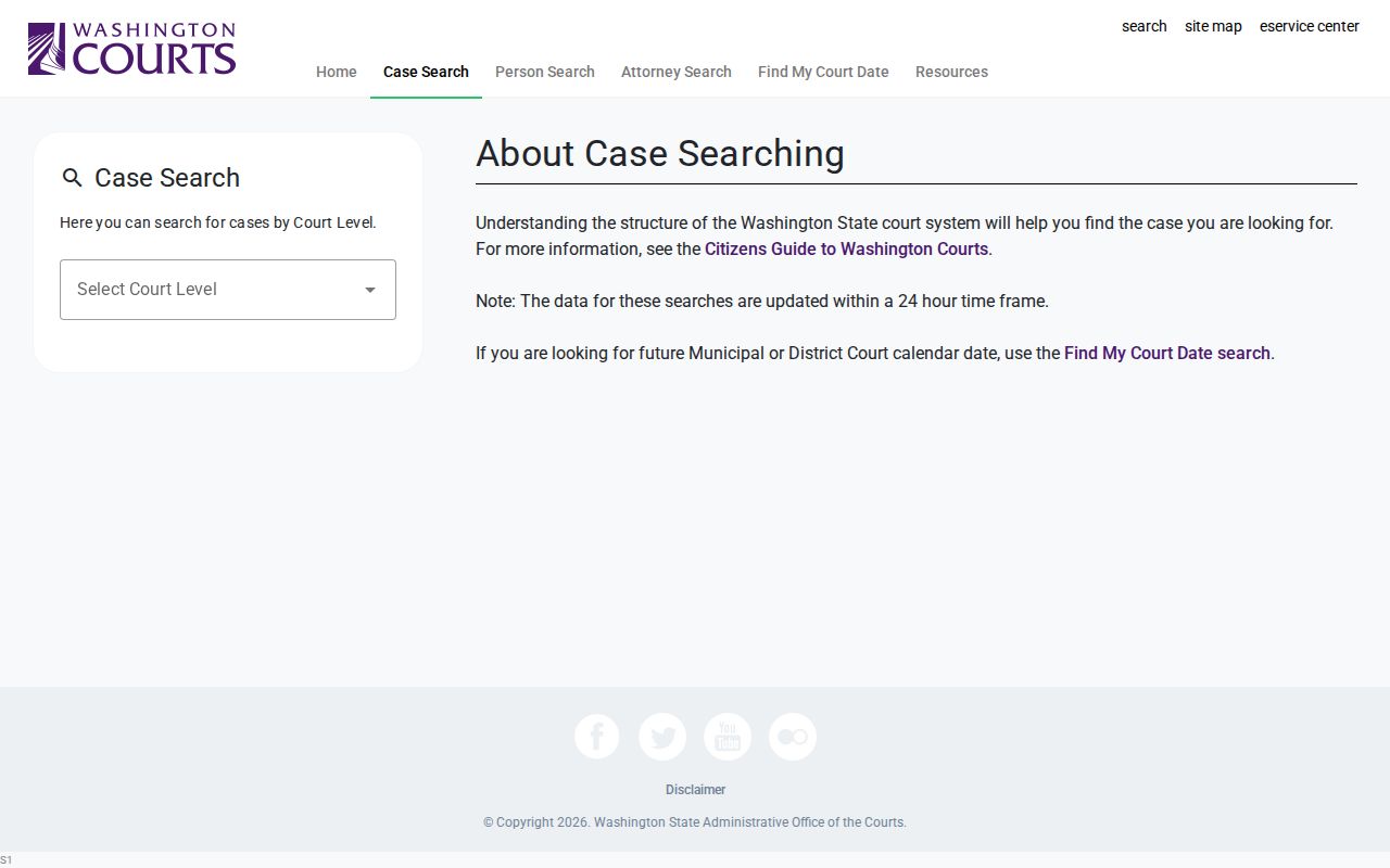 Yelm court records Washington case search fields