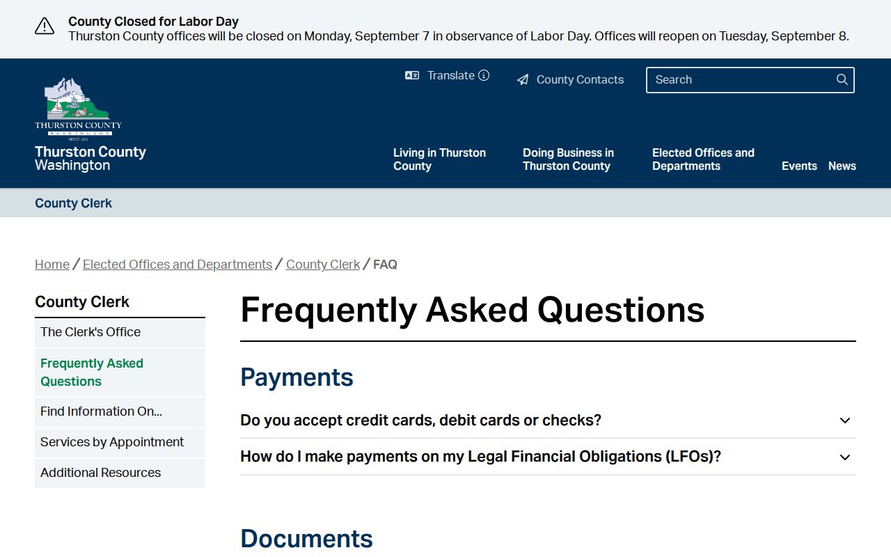 Thurston County court record fee FAQ