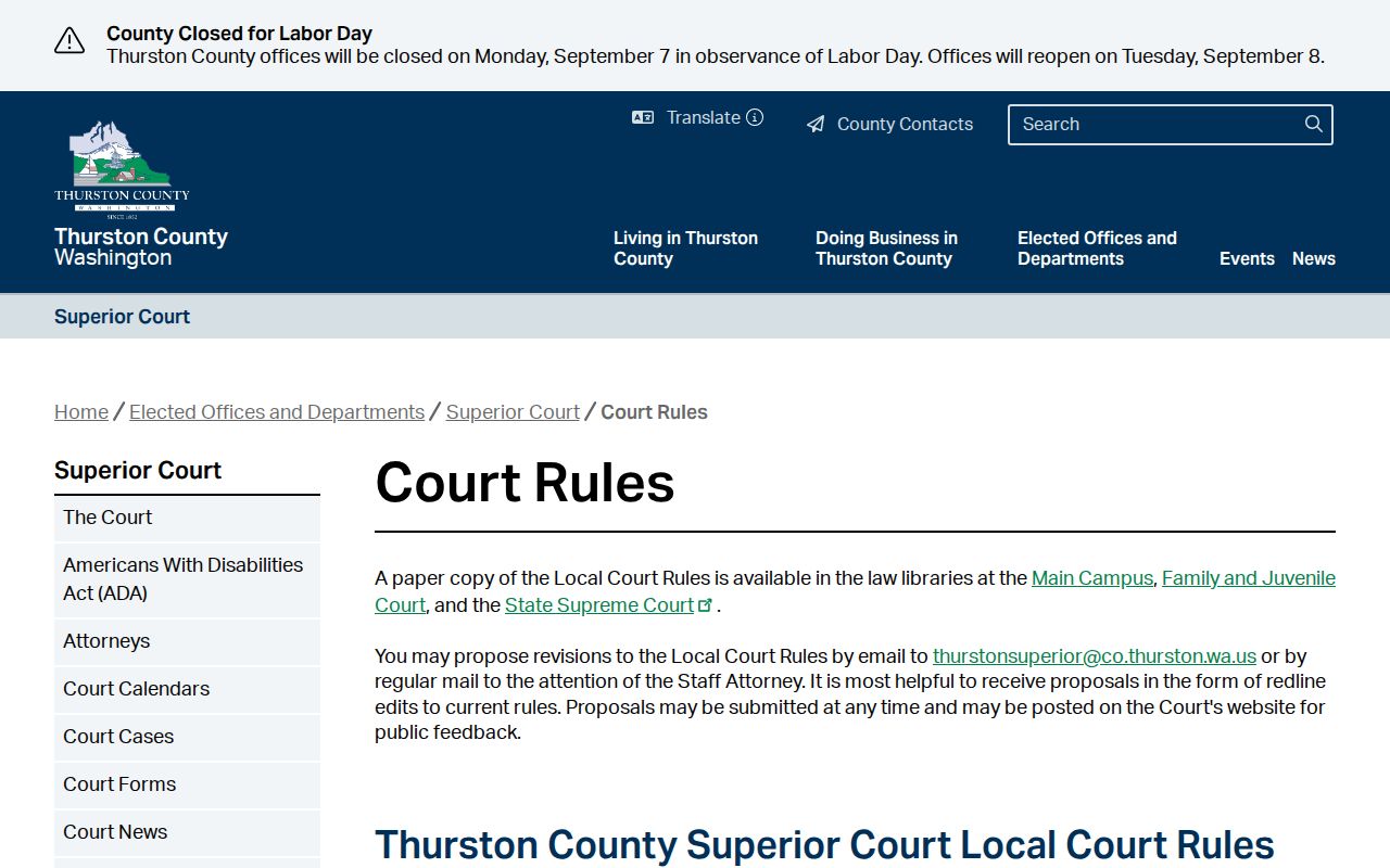 Thurston County court record access rules